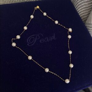 18K Gold starry Pearl Necklace - real sea pearls